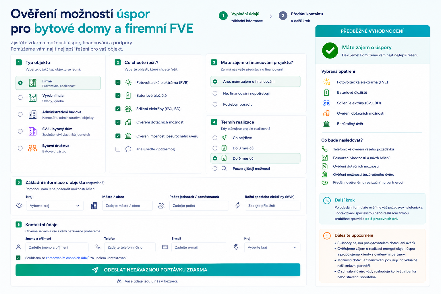 Ověření možností úspor pro bytové domy a firemní FVE