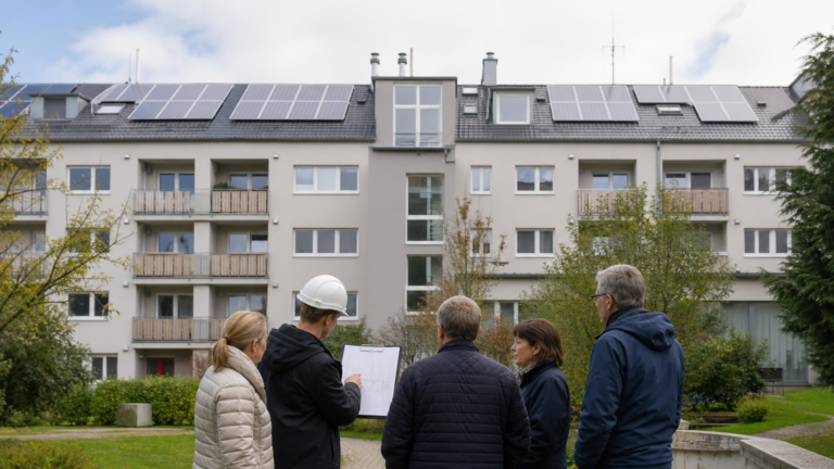 Vlastníci bytového domu řeší společnou fotovoltaiku se solárními panely na střeše